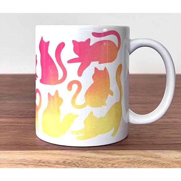 Novelty Ceramic Mug with Multicolor Cat Design Cup Coffee Tea Cricut - Picture 1 of 8